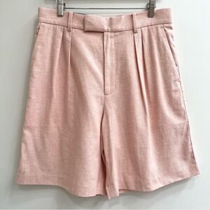 Banana Republic Linen Cotton Blend Bermuda Trouser Shorts 9” Pleated Peach